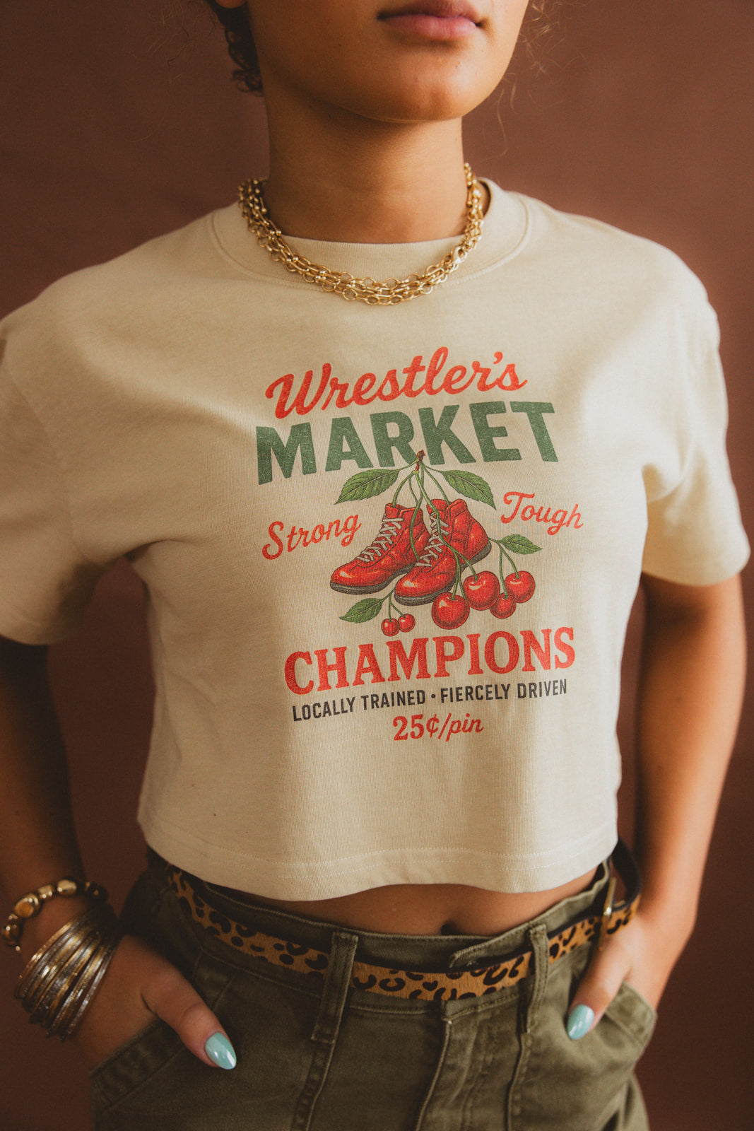 Wrestlers Market Cropped Tee
