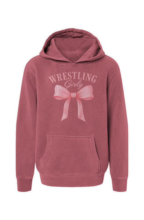 Youth Wrestling Girly Pigment-Dyed Hoodie