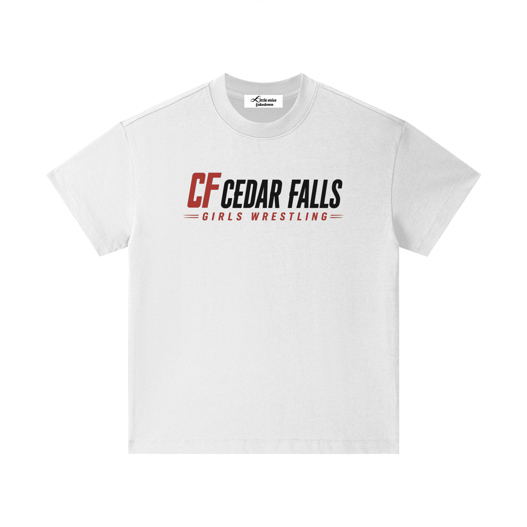 Cedar Falls Girls Wrestling Youth Logo Tee White