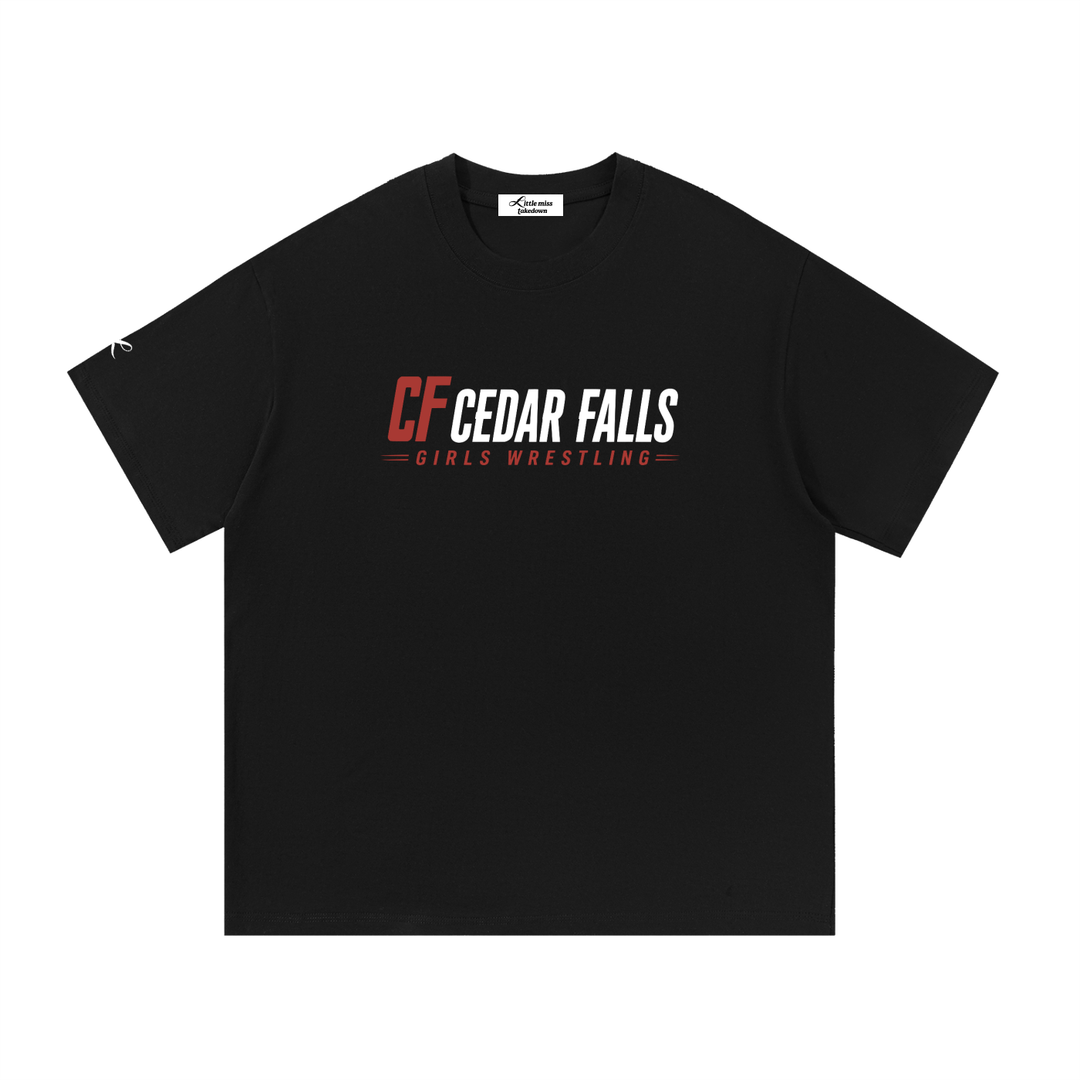 Cedar Falls Girls Wrestling Logo Tee Black